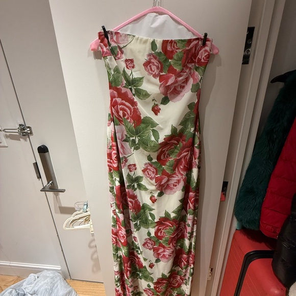 Meshki Strapless Floral Dress in Pink and Green - Picture 7 of 9